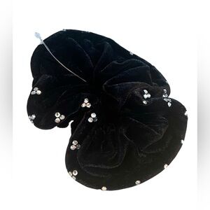 LOFT Black Velvet Hair Scrunchy with Sparkling Rhinestones